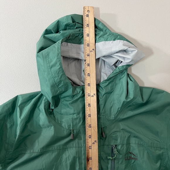 LL Bean Trail Model Rain Jacket Womens 1X Plus Green Hooded Windbreaker Full Zip - Picture 11 of 11